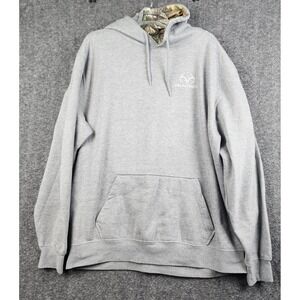 Realtree Hoodie Mens XXL Gray Camo Lined Deer Skull Graphic Sweatshirt